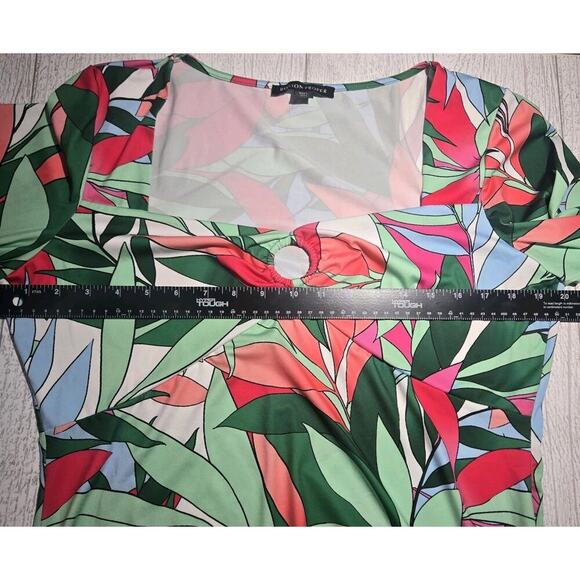 Boston Proper Palma Rainforest Sweetheart Ring Knit Top LARGE Sexy Boho Hippie - Picture 8 of 10